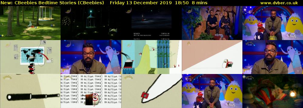 CBeebies Bedtime Stories (CBeebies) Friday 13 December 2019 18:50 - 18:58