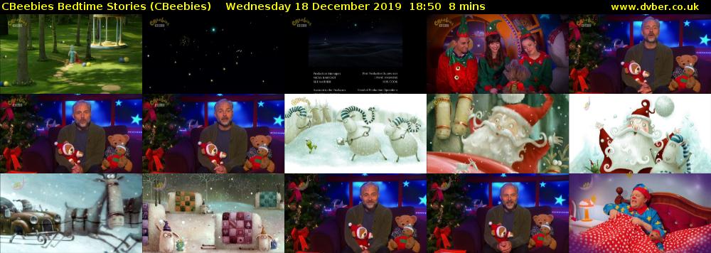 CBeebies Bedtime Stories (CBeebies) Wednesday 18 December 2019 18:50 - 18:58