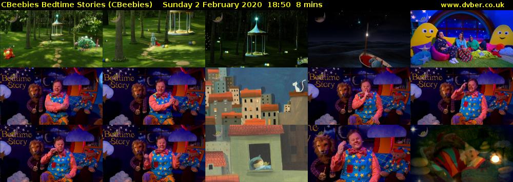 CBeebies Bedtime Stories (CBeebies) Sunday 2 February 2020 18:50 - 18:58