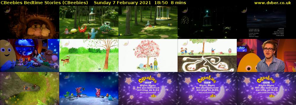 CBeebies Bedtime Stories (CBeebies) Sunday 7 February 2021 18:50 - 18:58