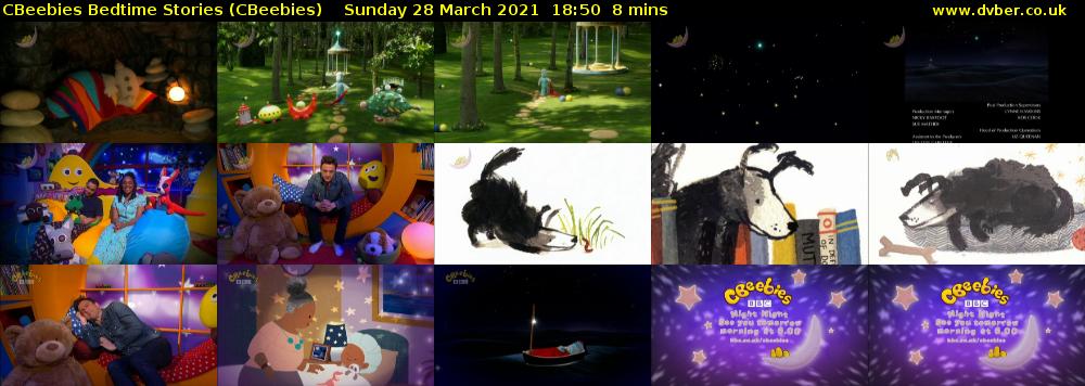 CBeebies Bedtime Stories (CBeebies) Sunday 28 March 2021 18:50 - 18:58