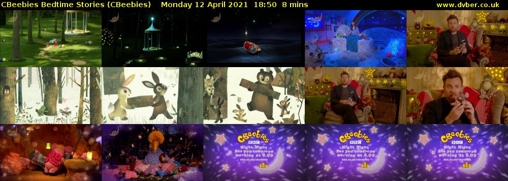 CBeebies Bedtime Stories (CBeebies) Monday 12 April 2021 18:50 - 18:58