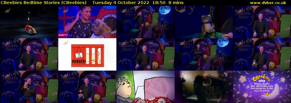 CBeebies Bedtime Stories (CBeebies) Tuesday 4 October 2022 18:50 - 18:58