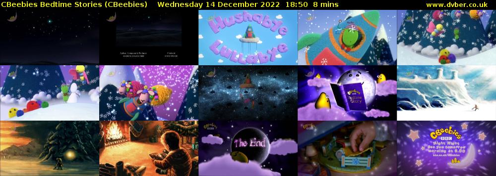 CBeebies Bedtime Stories (CBeebies) Wednesday 14 December 2022 18:50 - 18:58