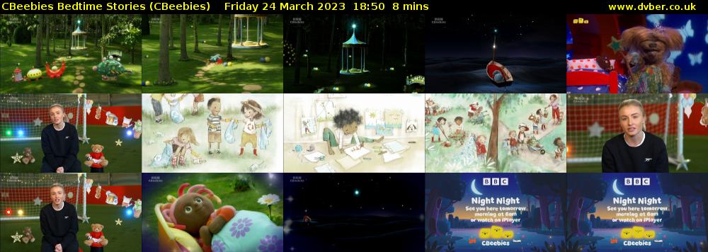 CBeebies Bedtime Stories (CBeebies) Friday 24 March 2023 18:50 - 18:58