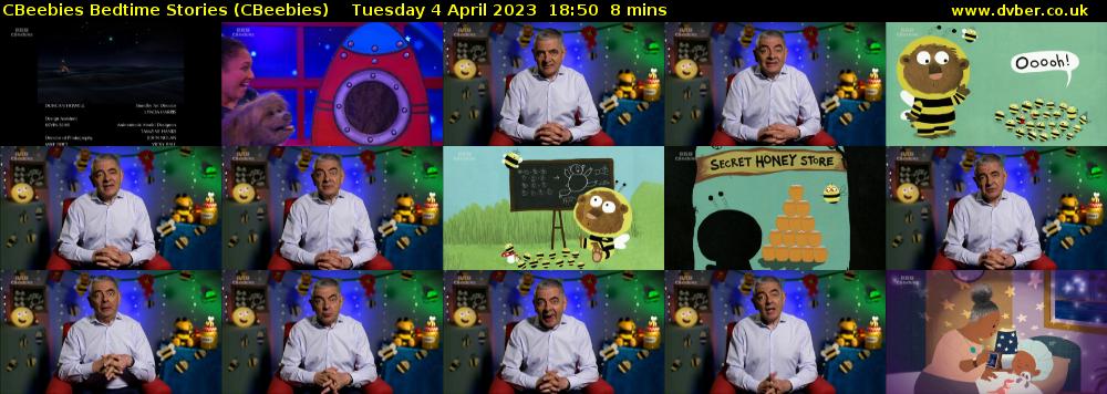 CBeebies Bedtime Stories (CBeebies) Tuesday 4 April 2023 18:50 - 18:58