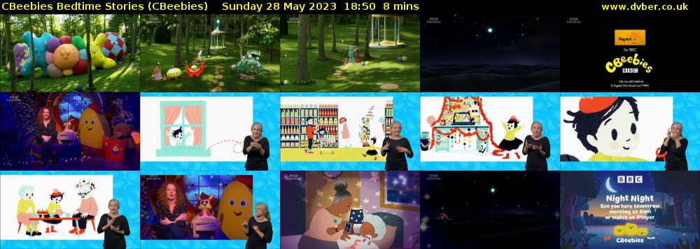 CBeebies Bedtime Stories (CBeebies) Sunday 28 May 2023 18:50 - 18:58