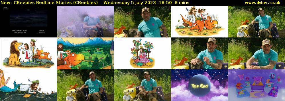 CBeebies Bedtime Stories (CBeebies) Wednesday 5 July 2023 18:50 - 18:58