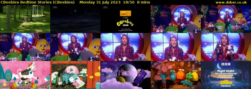 CBeebies Bedtime Stories (CBeebies) Monday 31 July 2023 18:50 - 18:58