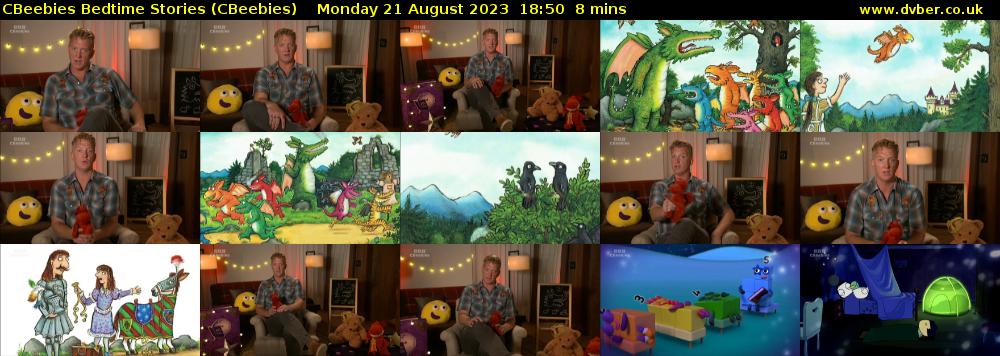 CBeebies Bedtime Stories (CBeebies) Monday 21 August 2023 18:50 - 18:58