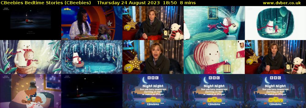 CBeebies Bedtime Stories (CBeebies) Thursday 24 August 2023 18:50 - 18:58
