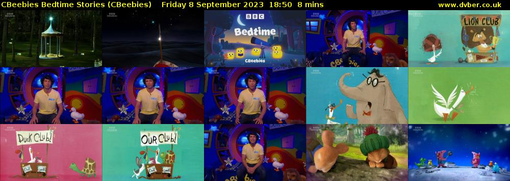 CBeebies Bedtime Stories (CBeebies) Friday 8 September 2023 18:50 - 18:58