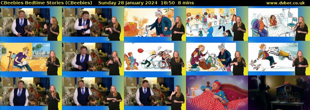 CBeebies Bedtime Stories (CBeebies) Sunday 28 January 2024 18:50 - 18:58