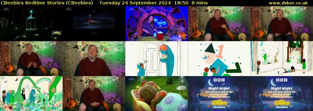 CBeebies Bedtime Stories (CBeebies) Tuesday 24 September 2024 18:50 - 18:58