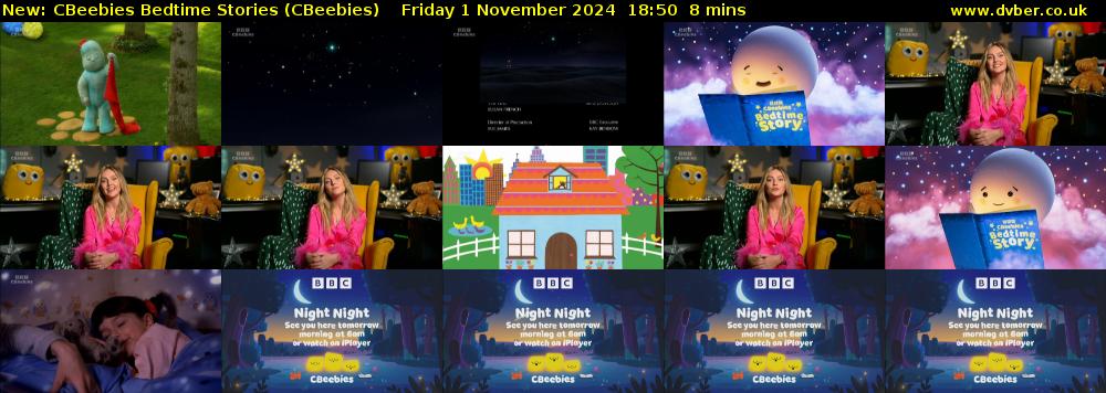 CBeebies Bedtime Stories (CBeebies) Friday 1 November 2024 18:50 - 18:58