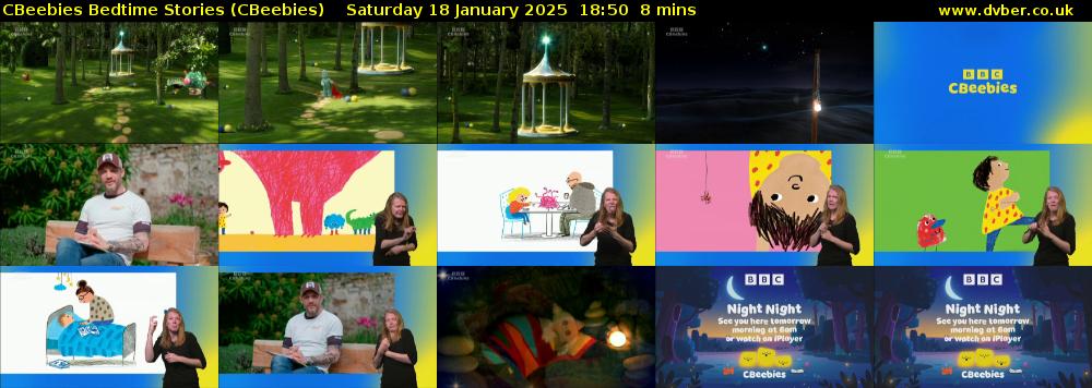 CBeebies Bedtime Stories (CBeebies) Saturday 18 January 2025 18:50 - 18:58
