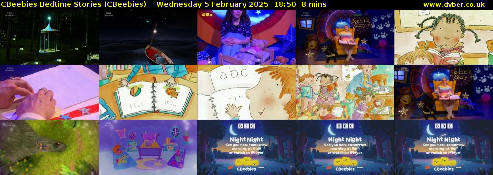 CBeebies Bedtime Stories (CBeebies) Wednesday 5 February 2025 18:50 - 18:58