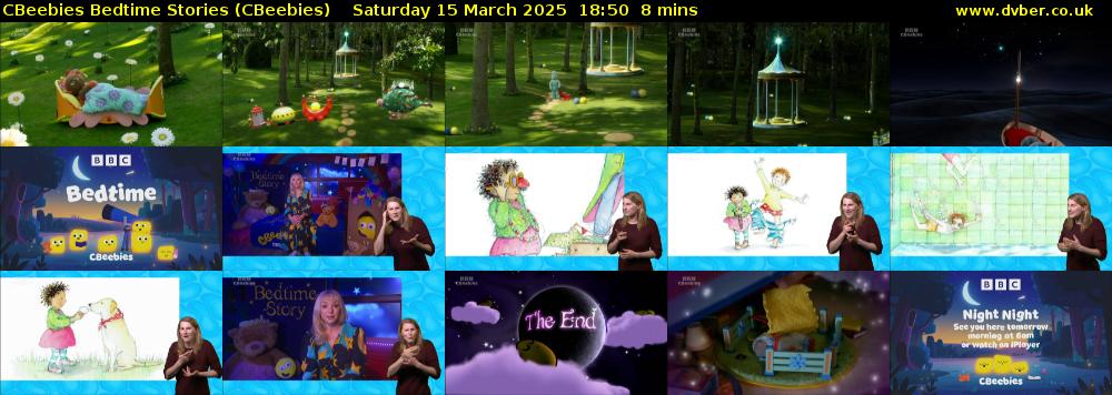 CBeebies Bedtime Stories (CBeebies) Saturday 15 March 2025 18:50 - 18:58