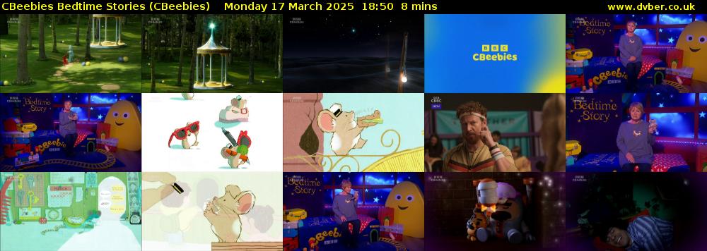 CBeebies Bedtime Stories (CBeebies) Monday 17 March 2025 18:50 - 18:58