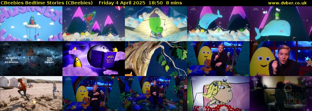 CBeebies Bedtime Stories (CBeebies) Friday 4 April 2025 18:50 - 18:58
