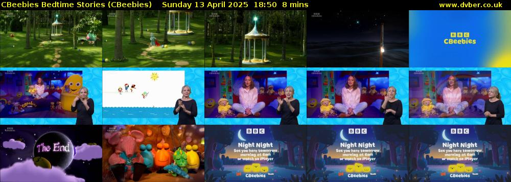 CBeebies Bedtime Stories (CBeebies) Sunday 13 April 2025 18:50 - 18:58