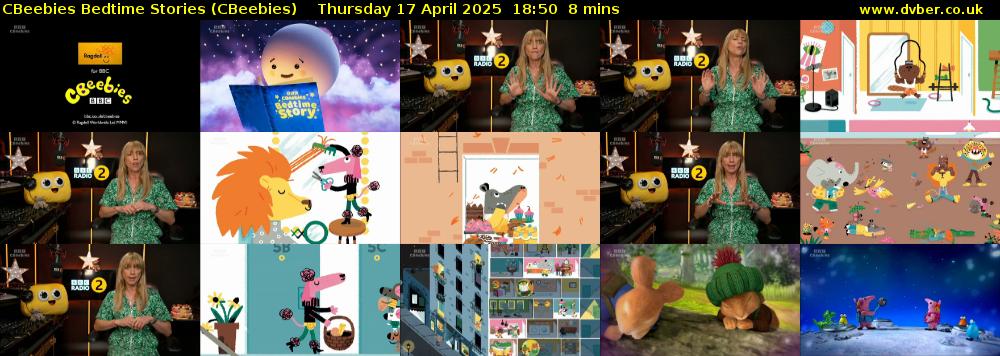 CBeebies Bedtime Stories (CBeebies) Thursday 17 April 2025 18:50 - 18:58