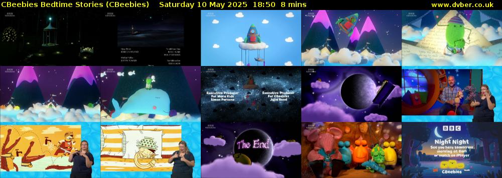 CBeebies Bedtime Stories (CBeebies) Saturday 10 May 2025 18:50 - 18:58
