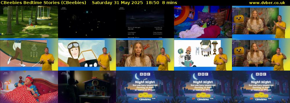 CBeebies Bedtime Stories (CBeebies) Saturday 31 May 2025 18:50 - 18:58