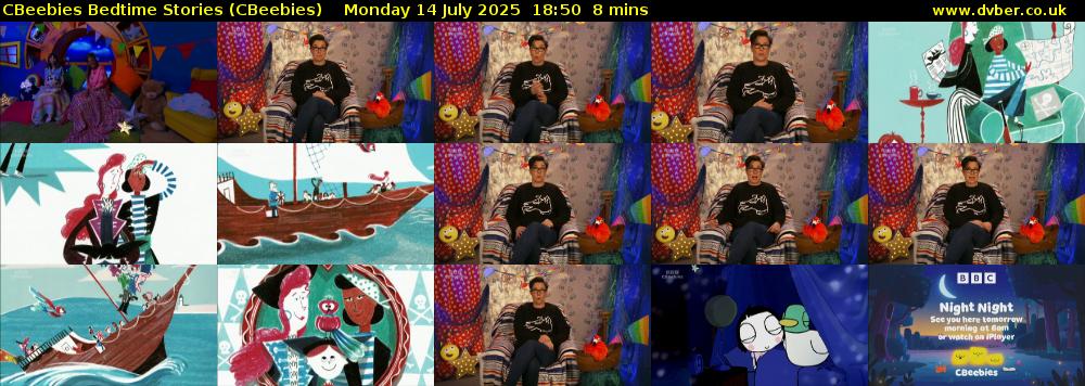 CBeebies Bedtime Stories (CBeebies) Monday 14 July 2025 18:50 - 18:58