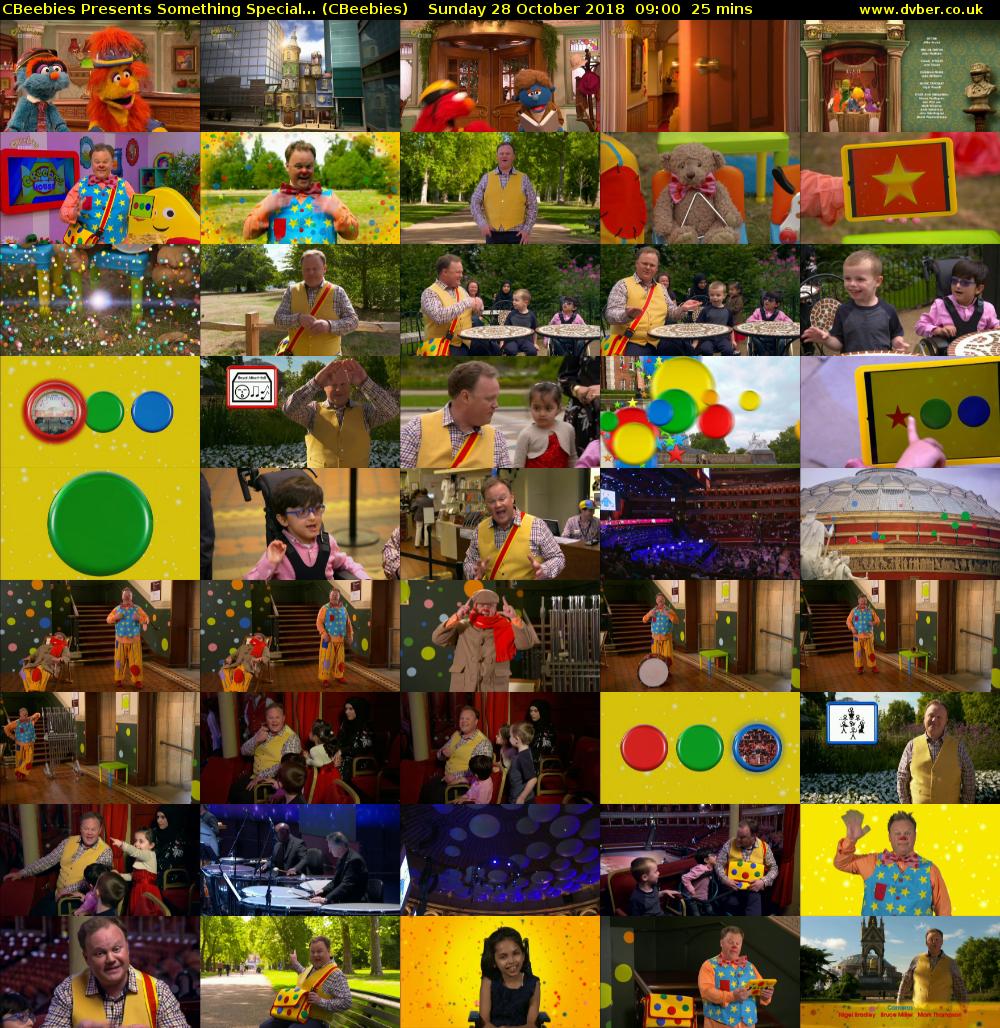 CBeebies Presents Something Special... (CBeebies) Sunday 28 October 2018 09:00 - 09:25