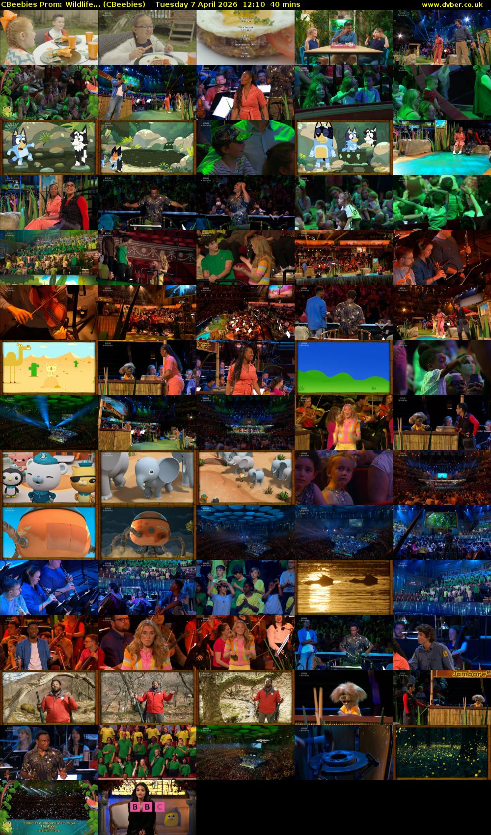 CBeebies Prom: Wildlife... (CBeebies) Tuesday 7 April 2026 12:10 - 12:50