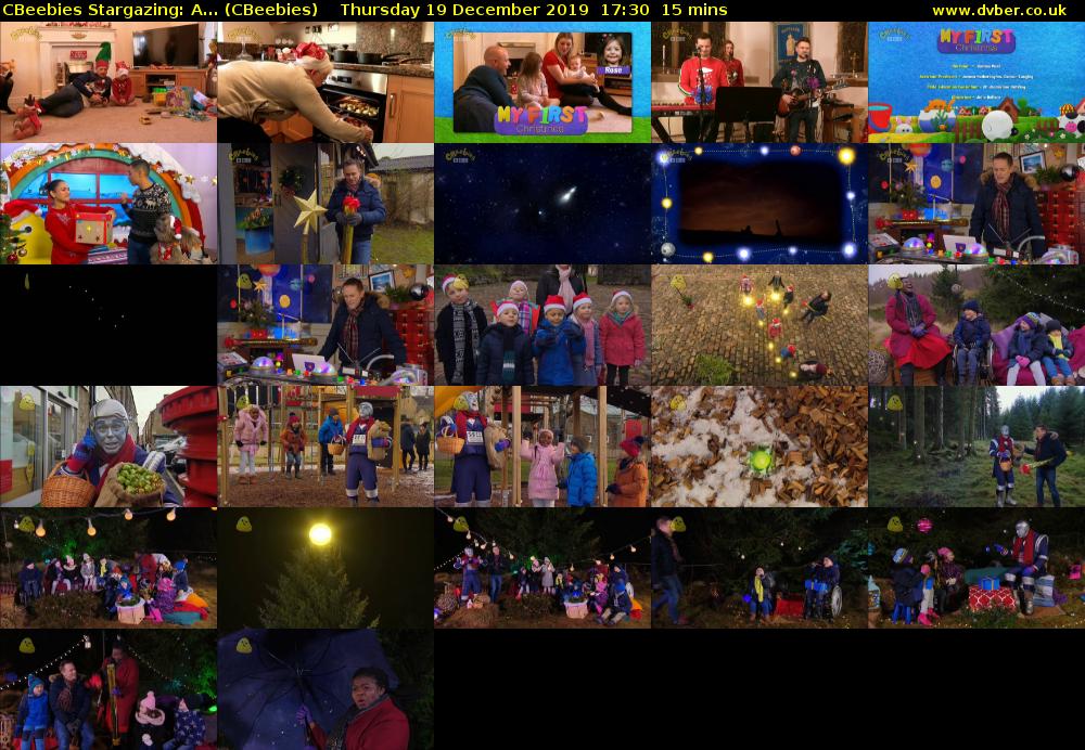 CBeebies Stargazing: A... (CBeebies) Thursday 19 December 2019 17:30 - 17:45