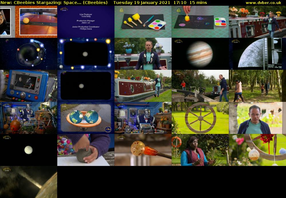 CBeebies Stargazing: Space... (CBeebies) Tuesday 19 January 2021 17:10 - 17:25