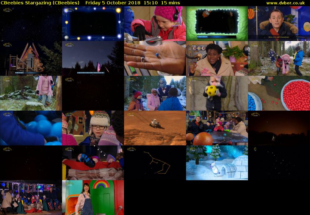 CBeebies Stargazing (CBeebies) Friday 5 October 2018 15:10 - 15:25