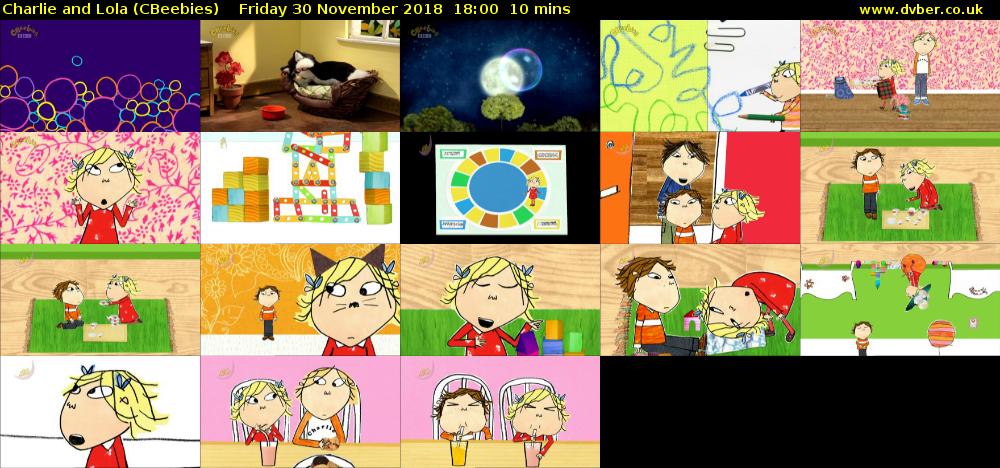 Charlie and Lola (CBeebies) Friday 30 November 2018 18:00 - 18:10