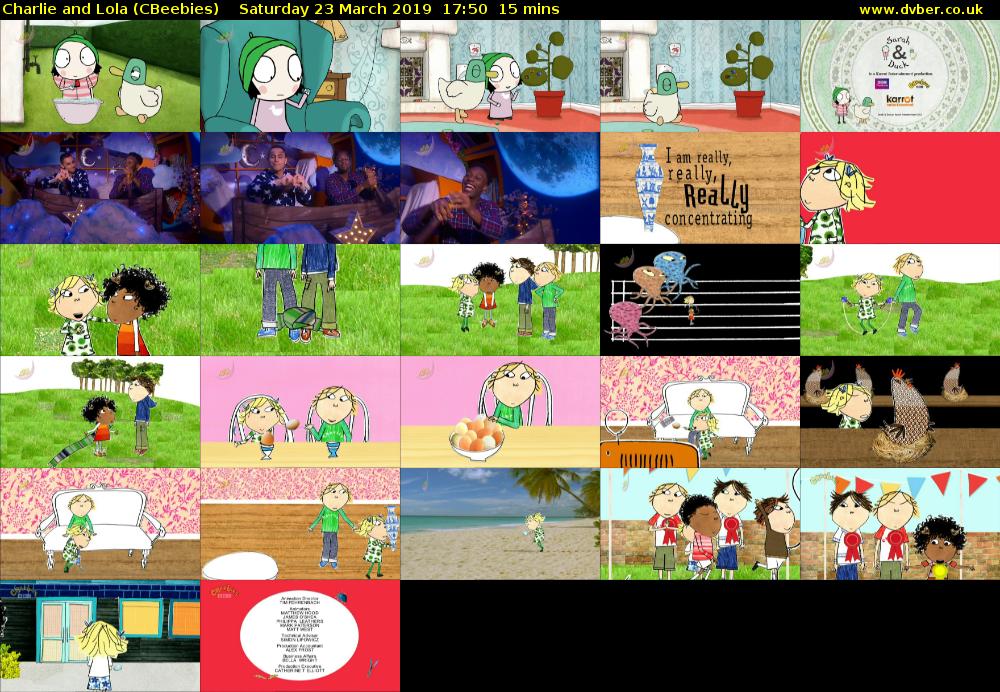 Charlie and Lola (CBeebies) Saturday 23 March 2019 17:50 - 18:05