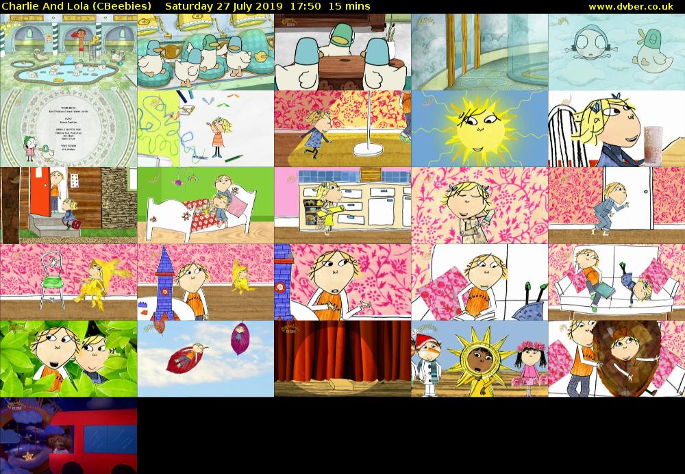 Charlie and Lola (CBeebies) Saturday 27 July 2019 17:50 - 18:05