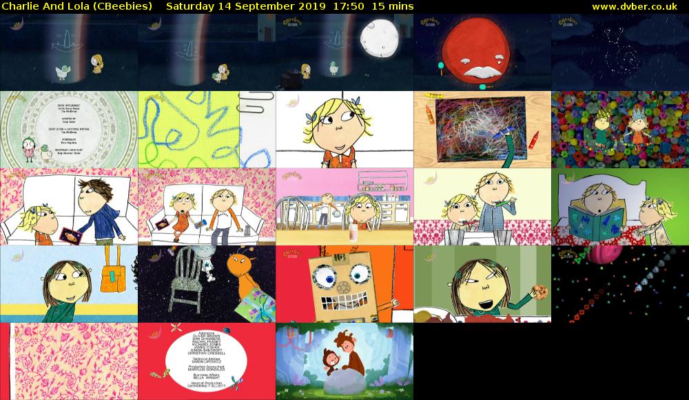 Charlie and Lola (CBeebies) Saturday 14 September 2019 17:50 - 18:05