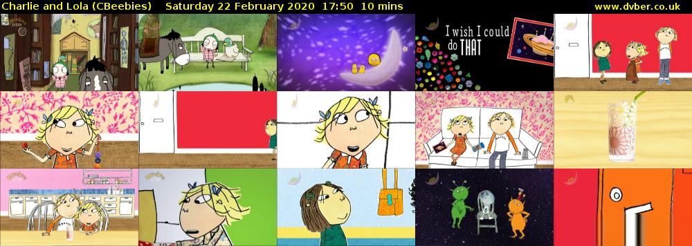 Charlie and Lola (CBeebies) Saturday 22 February 2020 17:50 - 18:00