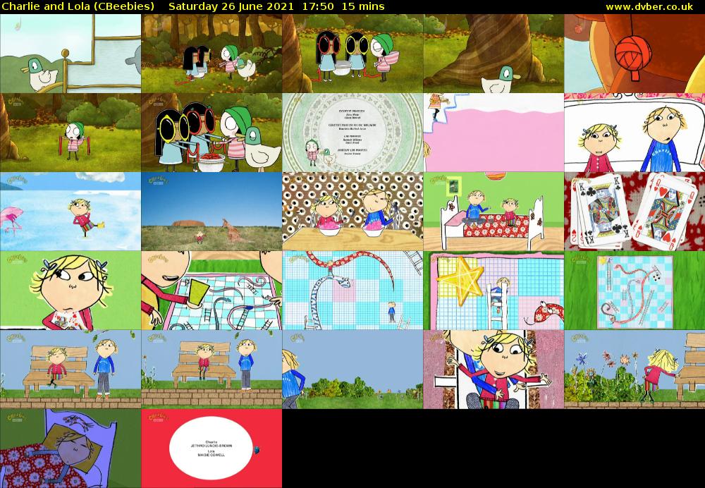 Charlie and Lola (CBeebies) Saturday 26 June 2021 17:50 - 18:05