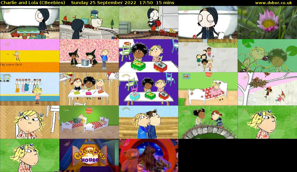 Charlie and Lola (CBeebies) Sunday 25 September 2022 17:50 - 18:05