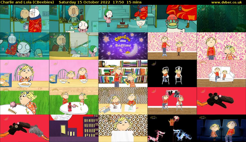 Charlie and Lola (CBeebies) Saturday 15 October 2022 17:50 - 18:05