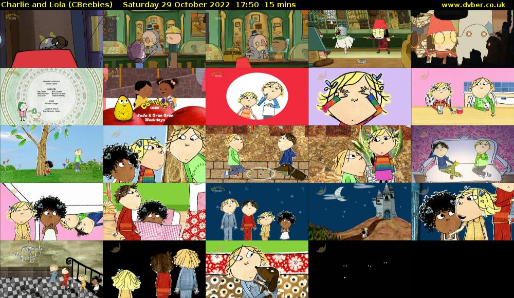 Charlie and Lola (CBeebies) Saturday 29 October 2022 17:50 - 18:05