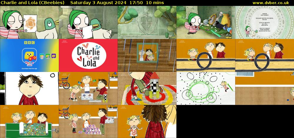 Charlie and Lola (CBeebies) Saturday 3 August 2024 17:50 - 18:00