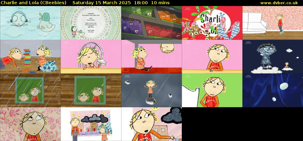 Charlie and Lola (CBeebies) Saturday 15 March 2025 18:00 - 18:10