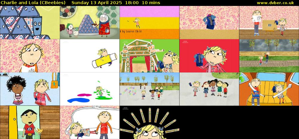 Charlie and Lola (CBeebies) Sunday 13 April 2025 18:00 - 18:10