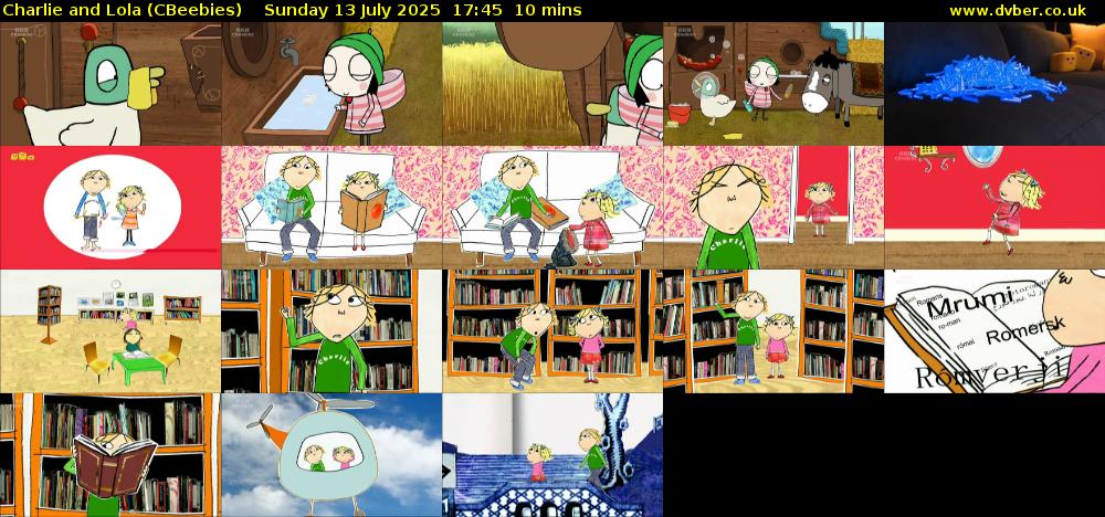 Charlie and Lola (CBeebies) Sunday 13 July 2025 17:45 - 17:55