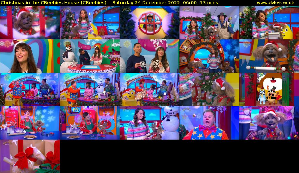 Christmas in the CBeebies House (CBeebies) Saturday 24 December 2022 06:00 - 06:13