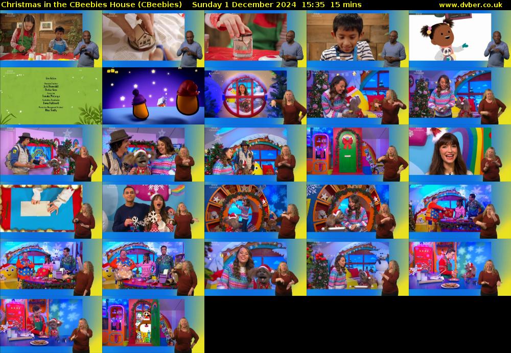 Christmas in the CBeebies House (CBeebies) Sunday 1 December 2024 15:35 - 15:50