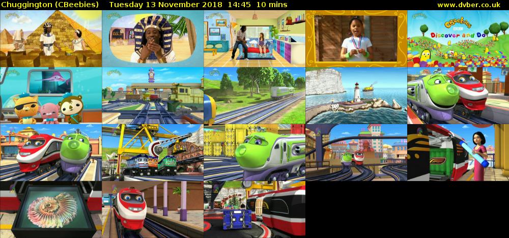 Chuggington (CBeebies) Tuesday 13 November 2018 14:45 - 14:55